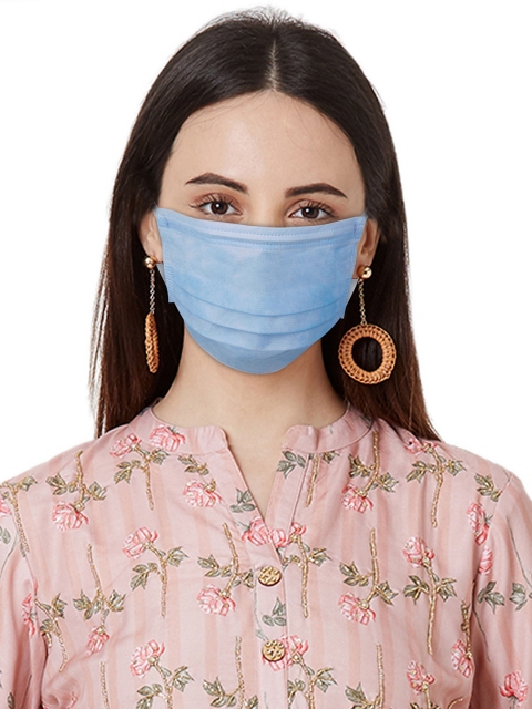 

Welspun Unisex Pack Of 50 Blue Solid 3-Ply BIS Certified Surgical Mask With Free Nose Clip