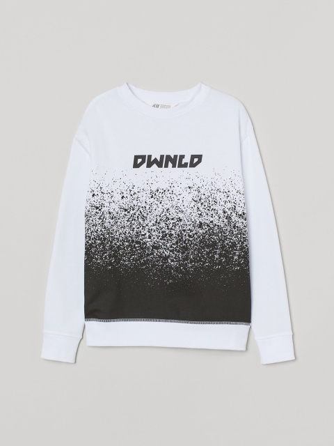 

H&M Boys White & Black Printed sweatshirt