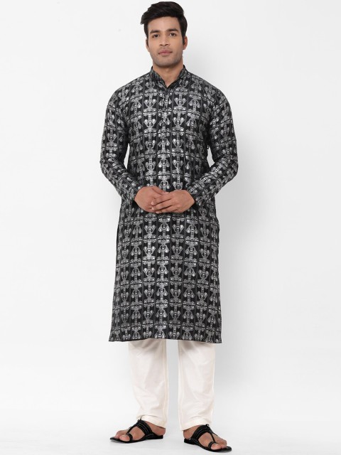 

Masaba Men Black Woven Design Straight Kurta