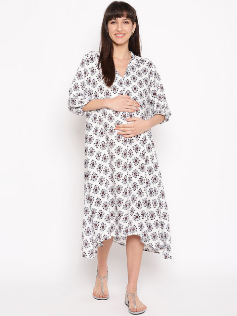 

The Vanca Women Off-White Printed Maternity Wrap Dress