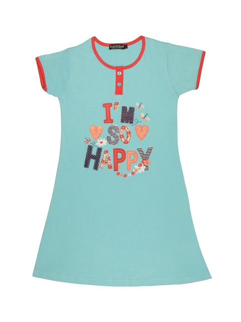 

Todd N Teen Girls Turquoise Blue & Red Printed Cotton Sleep T-shirt