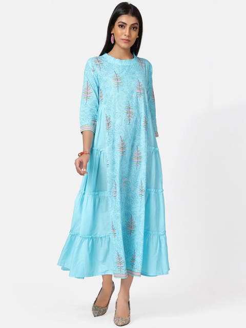 

Kiana Women Blue Printed A-Line Dress