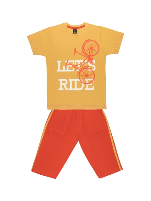 

Todd N Teen Boys Mustard & Red Printed T-shirt with Pyjamas