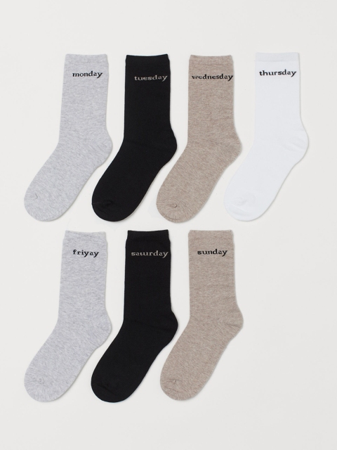 

H&M Women 7-Pack Patterned Socks, White