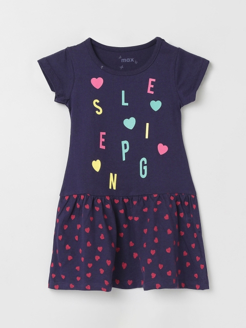 

max Girls Blue Printed A-Line Dress