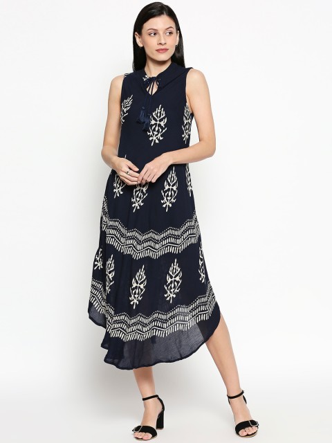 

People Women Blue Printed A-Line Dress