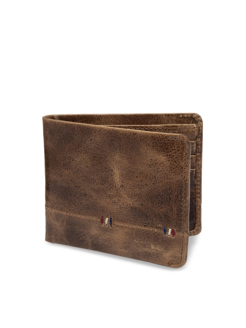 

Teakwood Leathers Men Brown RFID Protected Textured Leather Two Fold Wallet