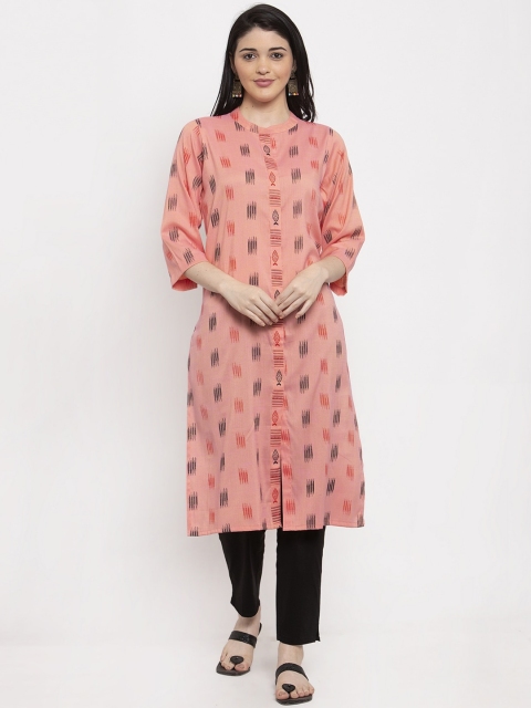 

Clora Creation Women Peach-Coloured Printed Straight Kurta