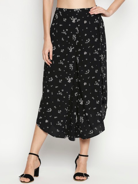 

People Women Black & White Floral Printed Culottes