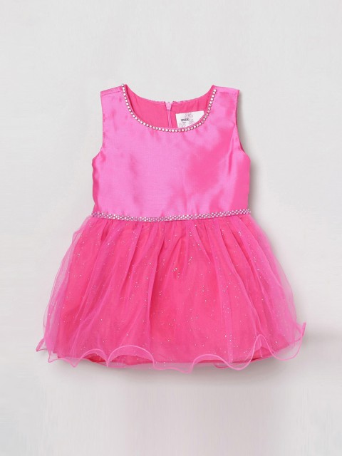 

max Girls Pink Solid Fit and Flare Dress