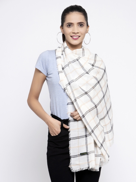 

Calvadoss Women Off White & Black Checked Long-Fit Premium Muffler