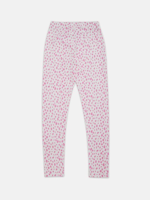 

Pantaloons Junior Girls White & Pink Printed Ankle Length Leggings
