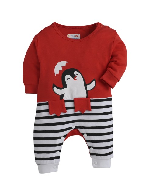 

Infant Unisex Red & White Printed Sleepsuit