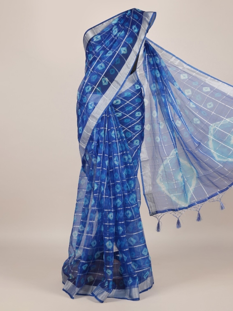

Pothys Blue Dyed Linen Blend Saree