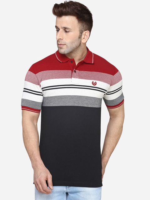 

Greenfibre Men Multicoloured Striped Polo Collar T-shirt, Multi