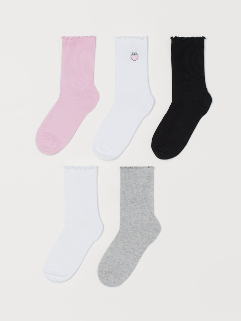 

H&M Girls 5-pack ribbed socks, Multi