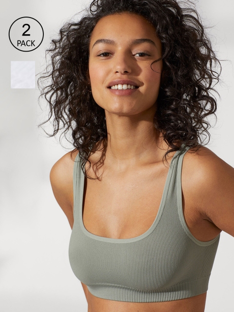 

H&M Women 2-pack Seamless Bra Tops 0868311003, White