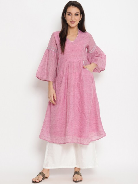 

Abhishti Women Pink Solid Anarkali Kurta