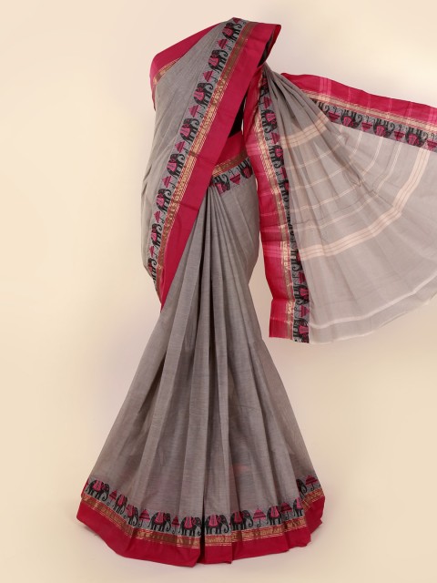 

Pothys Grey Solid Pure Silk Saree
