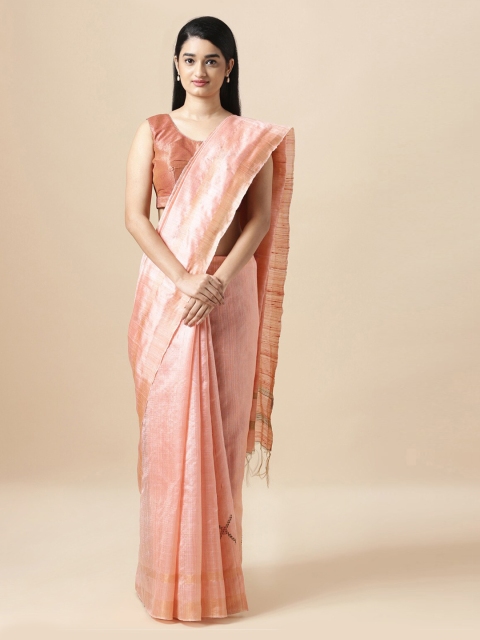 

Taneira Pink Pure Silk Solid Bhagalpuri Saree