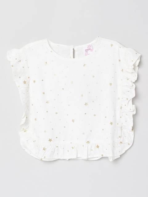 

max Girls White Printed Top