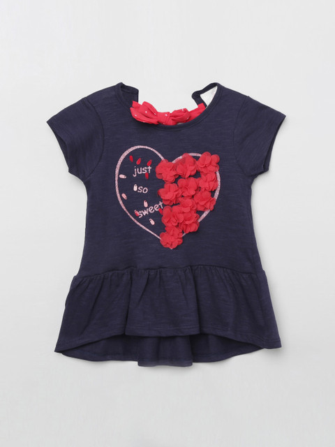 

max Girls Blue Appliqued Top