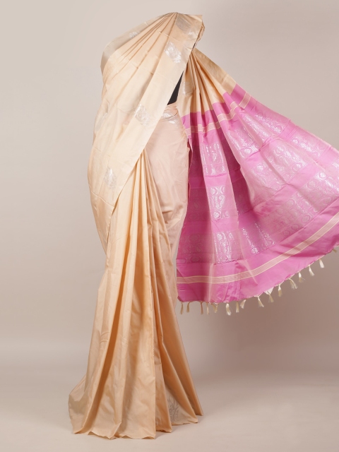 

Pothys Cream-Coloured Solid Saree