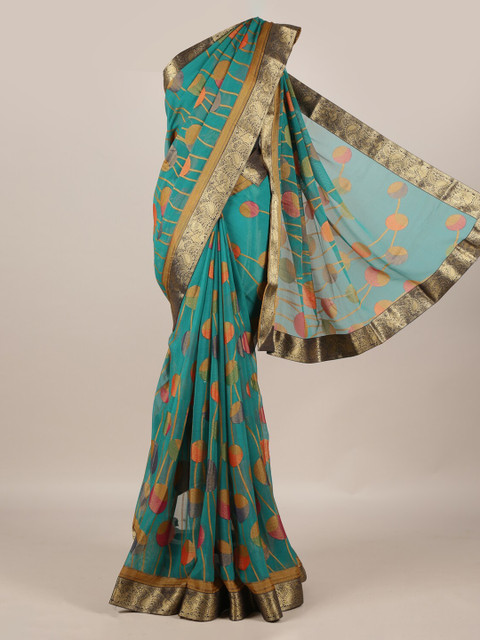 

Pothys Green Printed Poly Georgette Saree