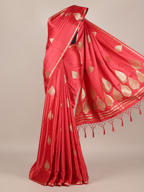 

Pothys Red Woven Design Jute Silk Saree