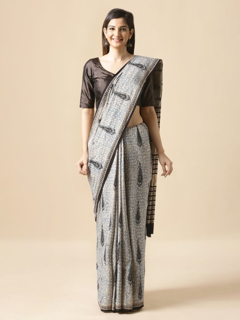 

Taneira Blue & Black Pure Cotton Printed Bagru Saree