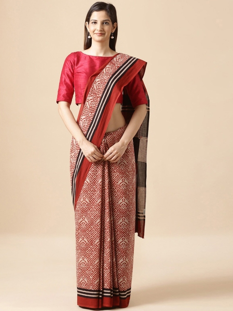 

Taneira Red Dyed Bagru Saree