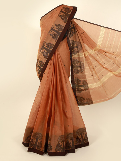 

Pothys Rust Orange Woven Design Pure Cotton Saree