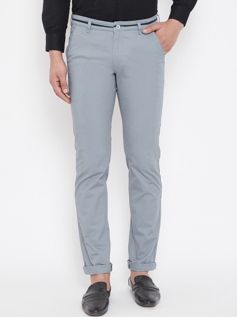 

Canary London Men Grey Slim Fit Solid Regular Trousers