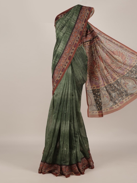 

Pothys Green Dyed Jute Silk Saree
