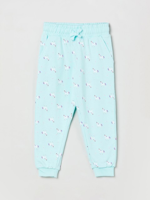 

max Girls Blue Regular Fit Printed Joggers