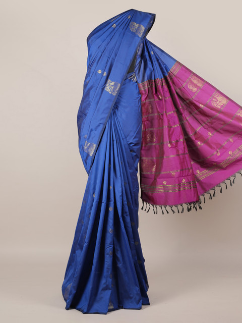 

Pothys Blue Printed Art Silk Saree