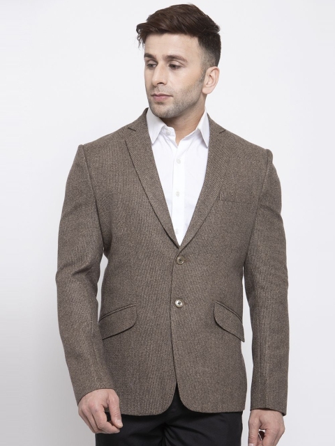 

Wintage Men Brown Solid Tailored-Fit Single-Breasted Blazer