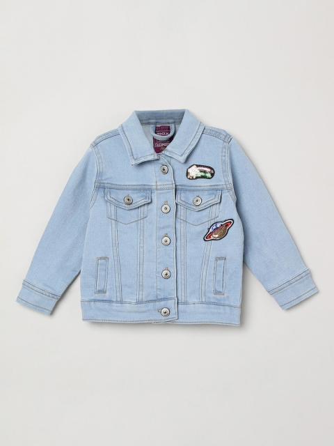 

max Girls Blue Solid Denim Jacket