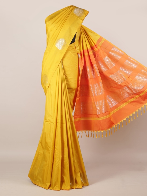 

Pothys Mustard Solid Art Silk Saree