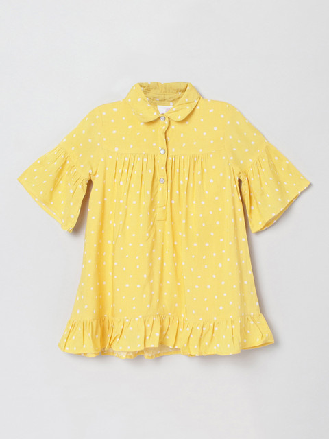 

max Girls Yellow Printed Shirt Style Top