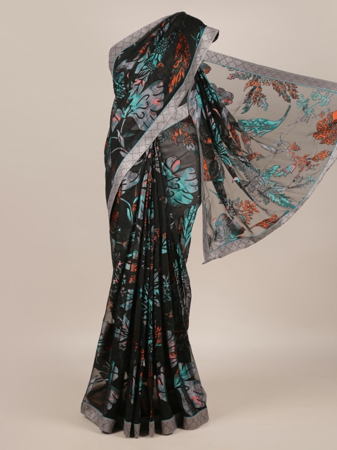 

Pothys Black Printed Poly Georgette Saree