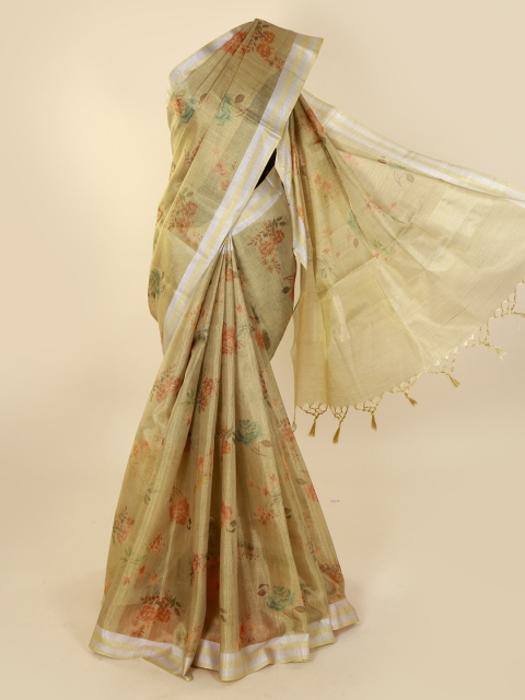 

Pothys Olive Green Floral Printed Tissue Saree