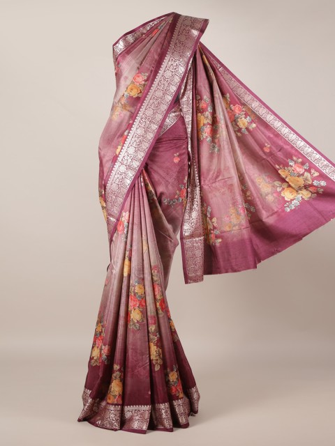 

Pothys Purple Printed Jute Silk Saree