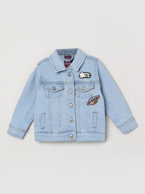 

max Girls Blue Solid Denim Jacket
