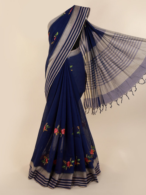 

Pothys Navy Blue Woven Design Pure Cotton Saree