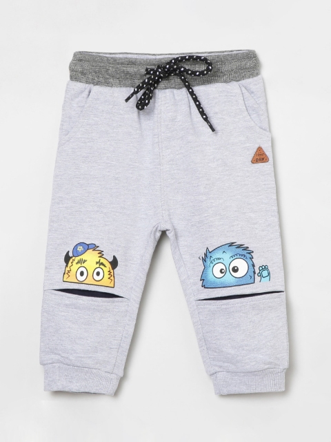 

max Boys Grey Melange Printed Joggers