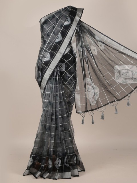 

Pothys Grey Checked Linen Blend Saree
