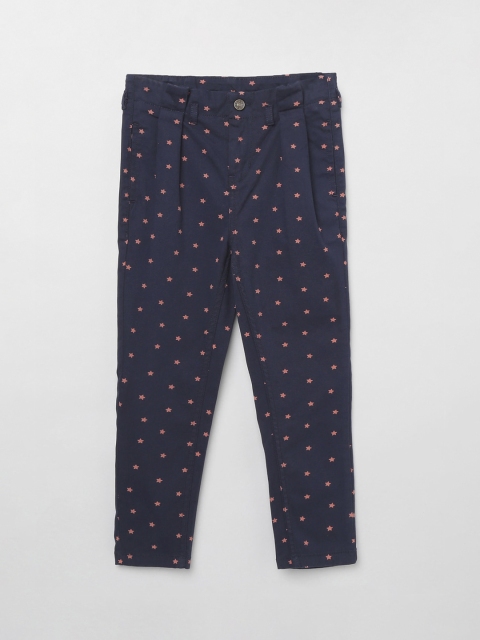 

max Girls Navy Blue Printed Regular Trousers
