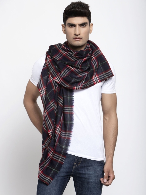 

Calvadoss Men Black & Red Checked Muffler
