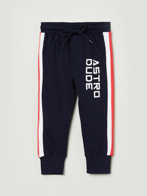 

max Boys Navy Blue Solid Joggers